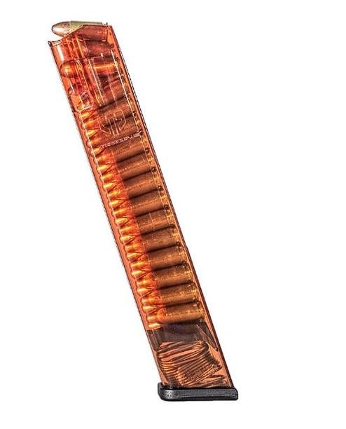 ETS Magazine Glock G17, G18, G19, G26, G34 9mm 32 Rd. Translucent Orange